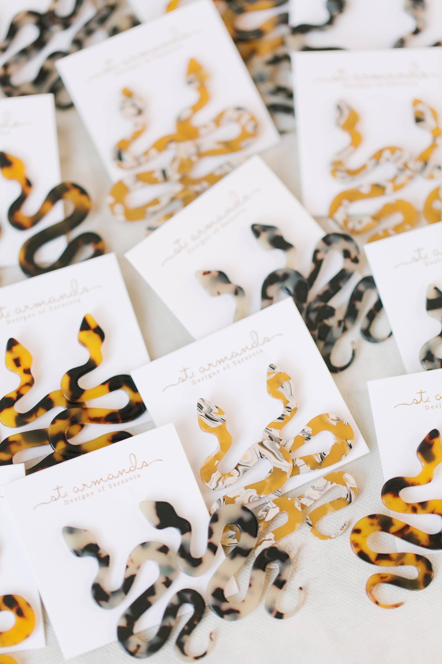 Brown Tortoise Python Snake Statement Drop Earrings