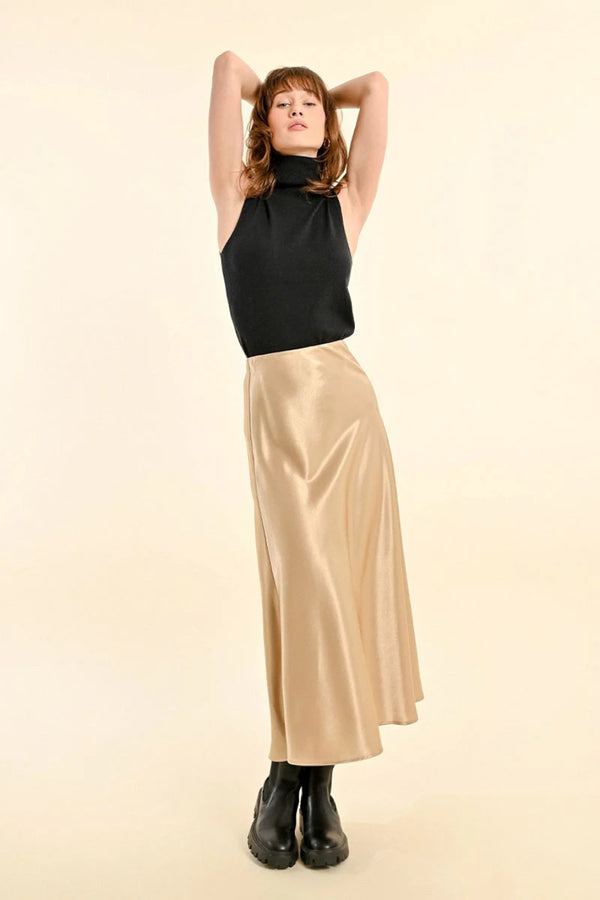 All Day Chic Long Satin Skirt