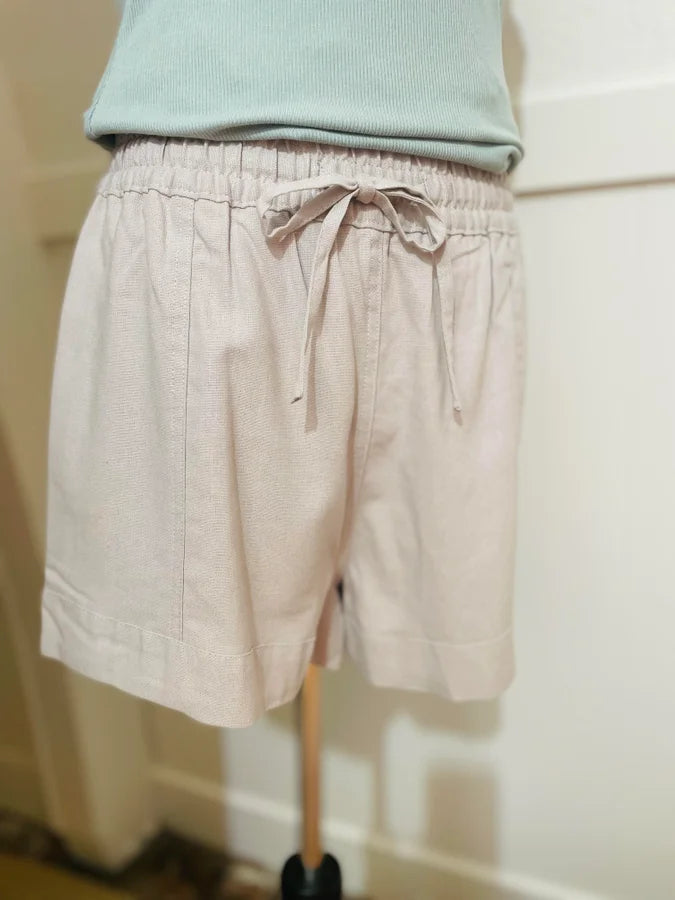 Cool Summer Drawstring Waist Linen Shorts