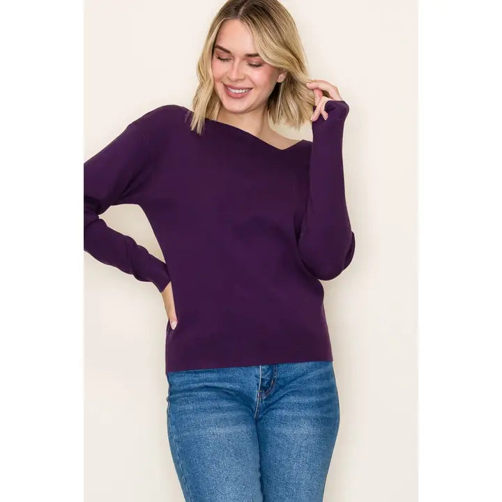 Asymmetrical Neck Sweater