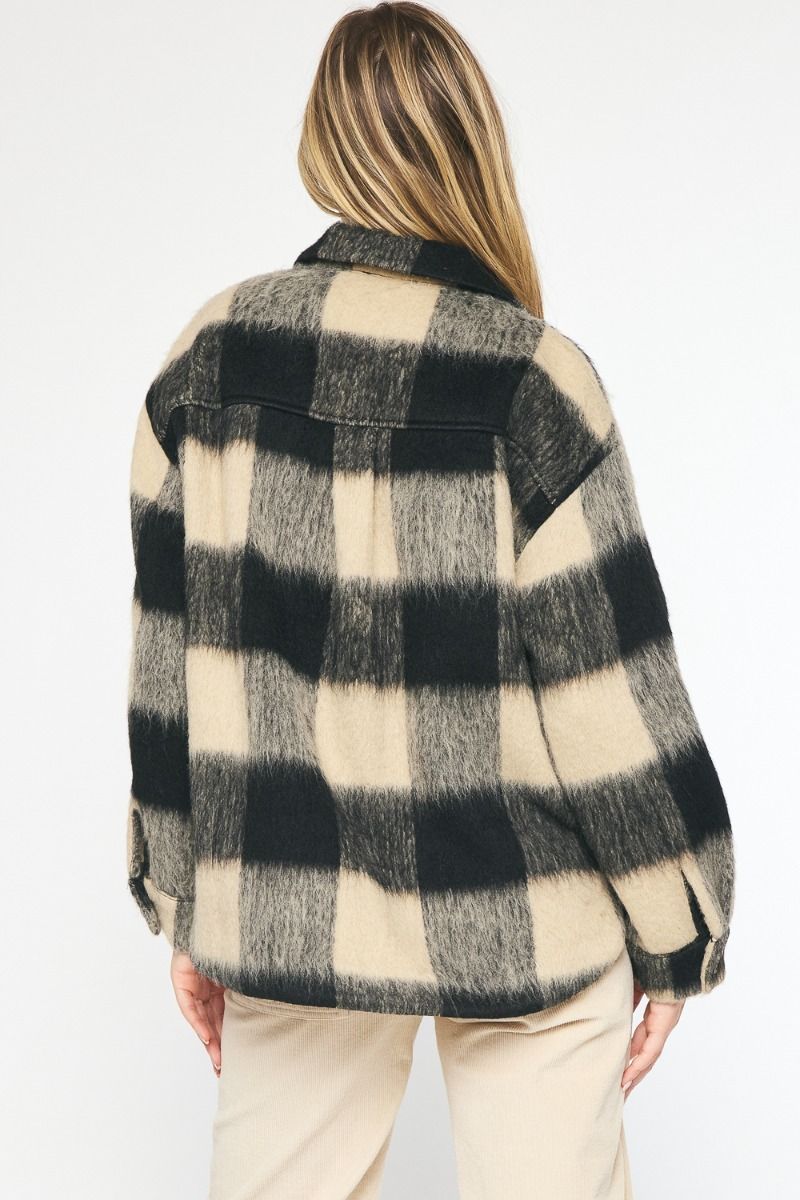 Button Up Gingham Shacket