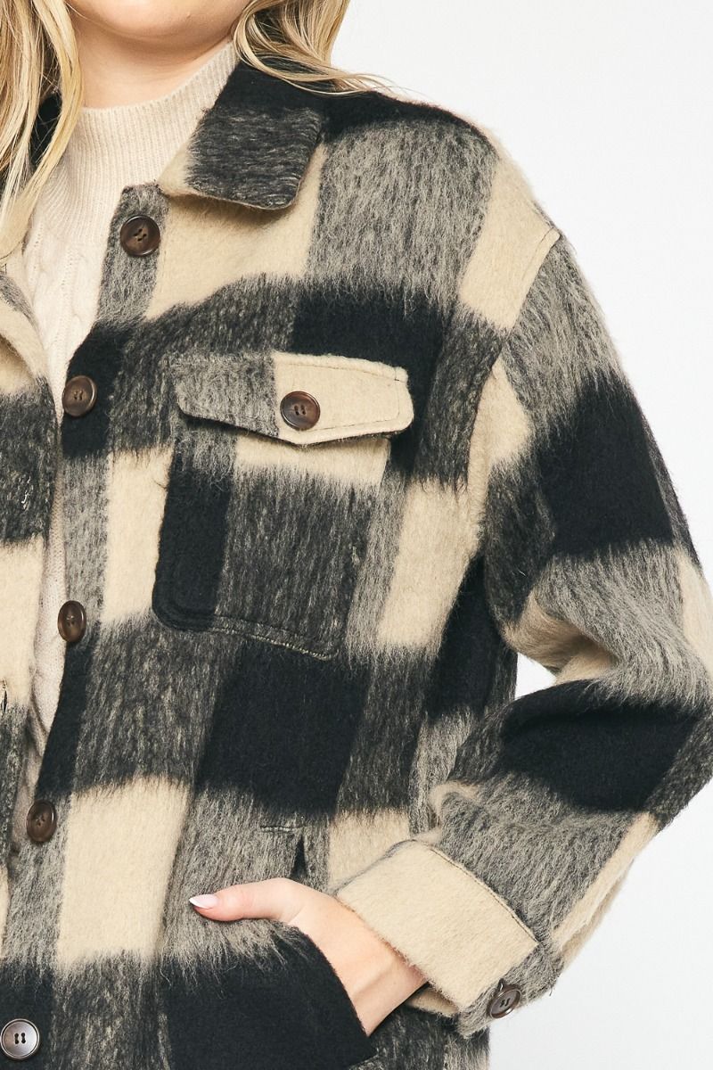 Button Up Gingham Shacket