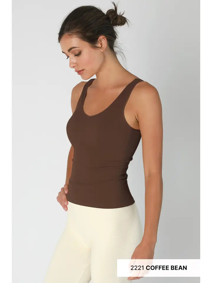 Reversible Ribbed Tank Top -Coffee Bean