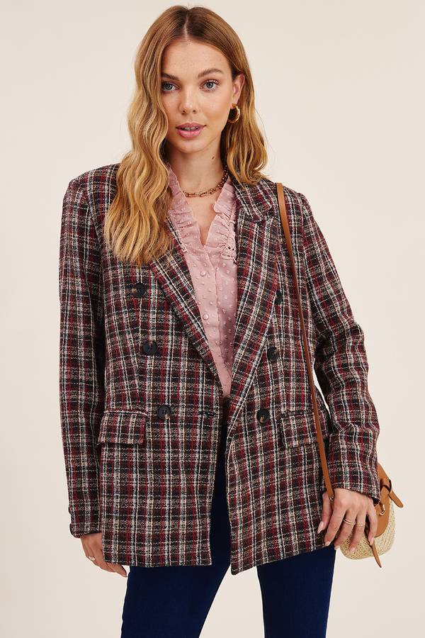 Everything In Me Woven Plaid Blazer Jacket