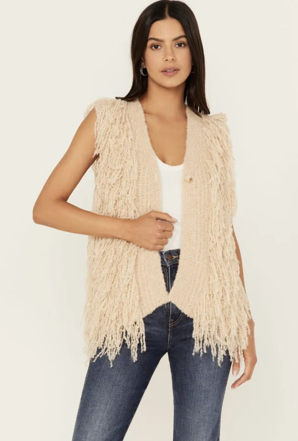All For Love Knitted Fringe Sweater Vest