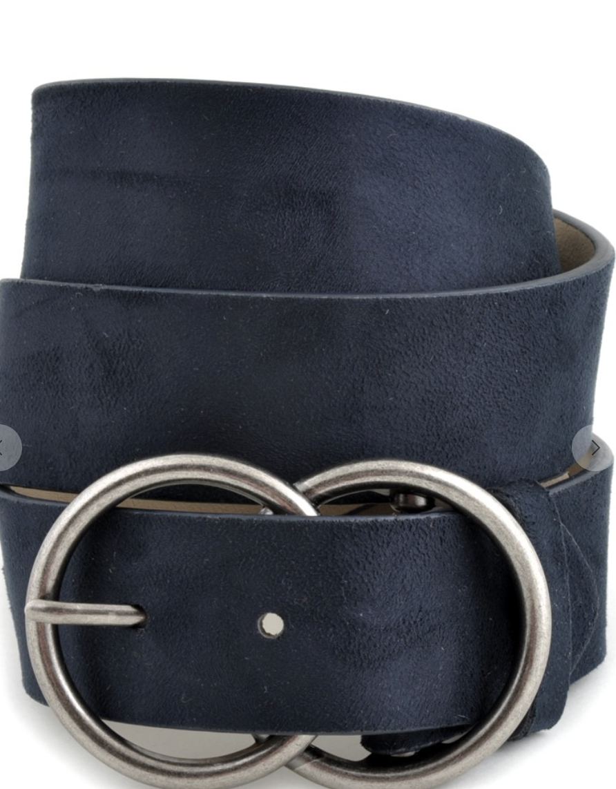 Anzell Man Made Suede Belt with double circle buckle