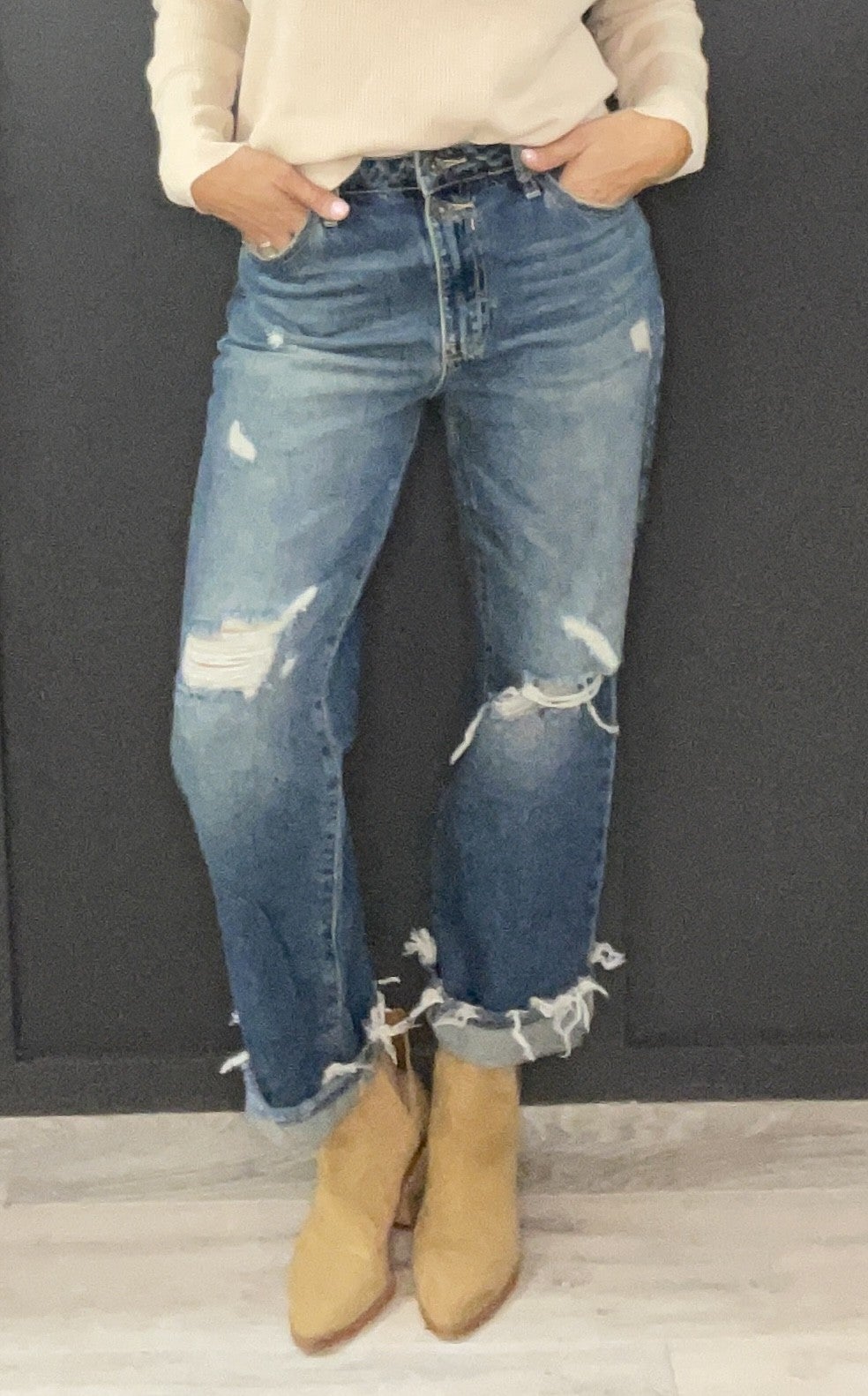 Special A High Rise Distressed Dad Jeans