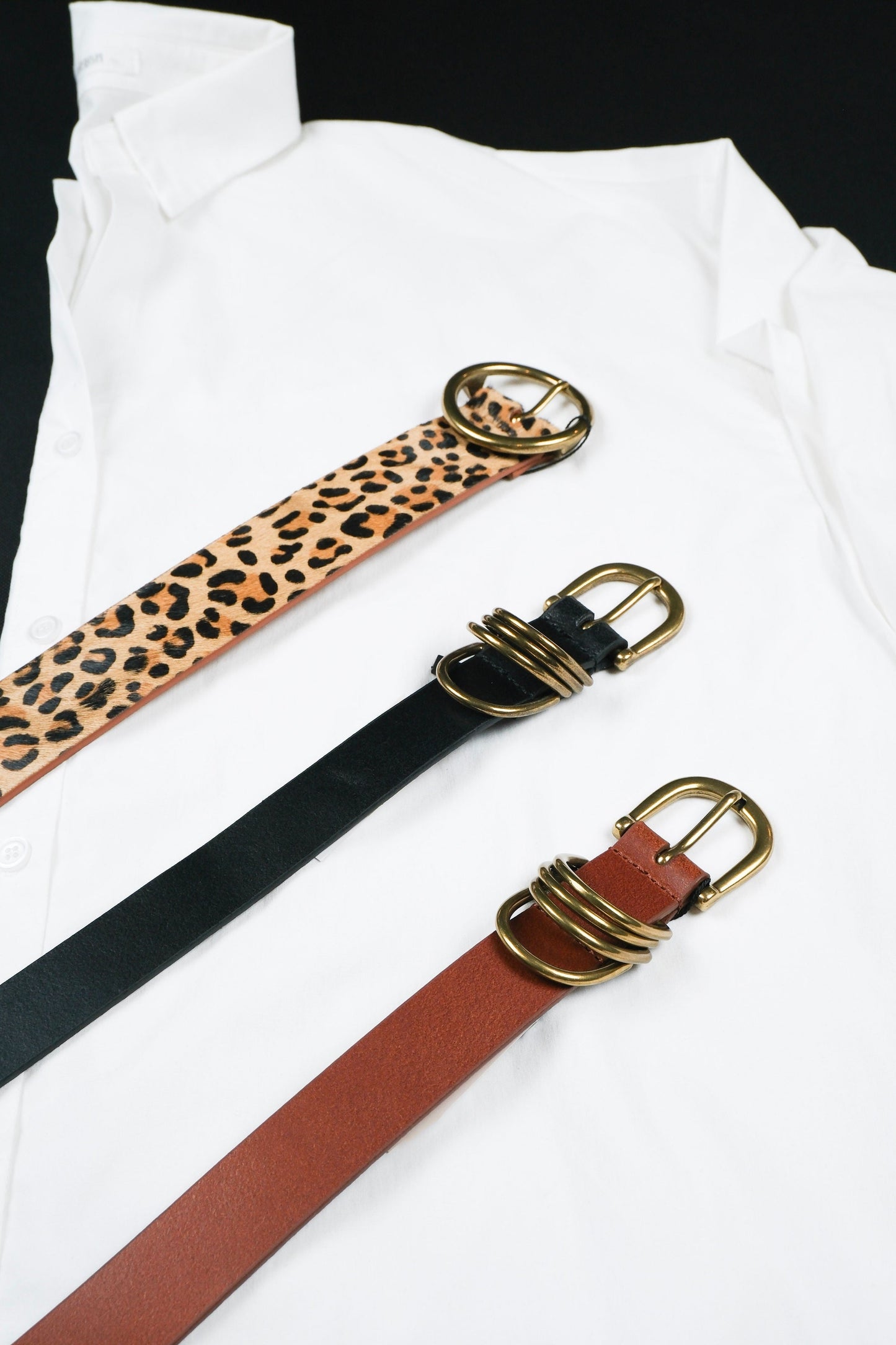 Multi D-ring Genuine Leather Belt