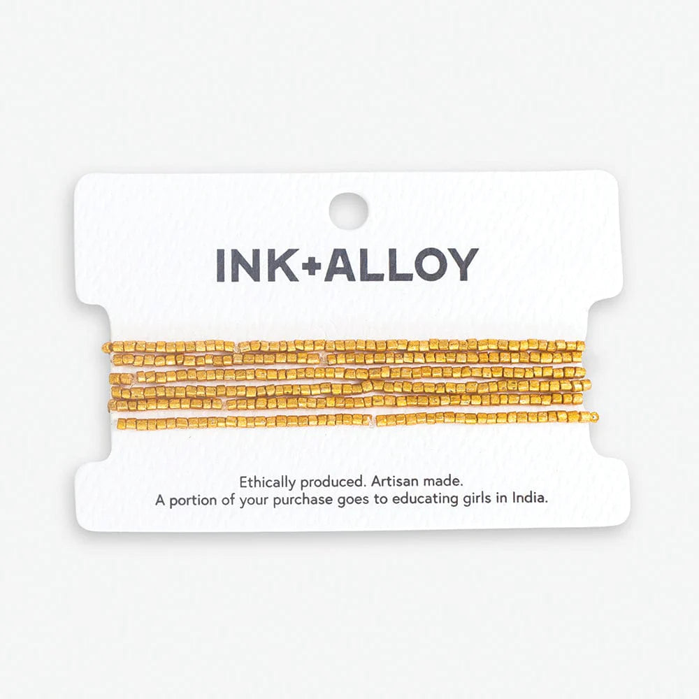 Macy Six Strand Luxe Beaded Bracelet Set Gold