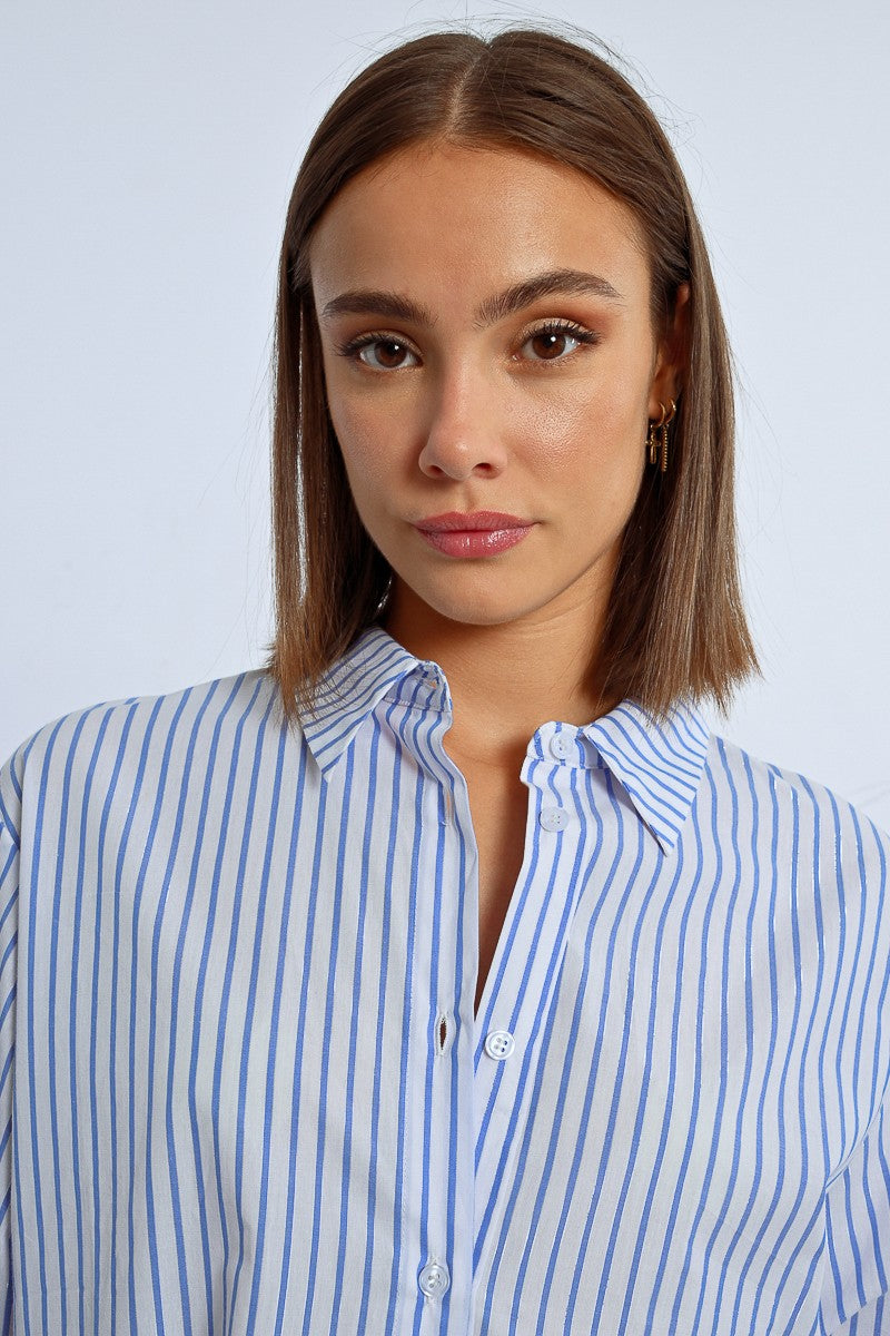 Molly Bracken Oversized Iridescent Striped Shirt