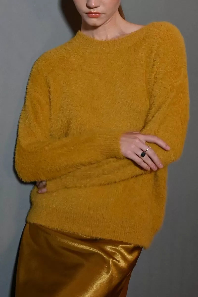 Golden Marigold Fuzzy Knit Sweater