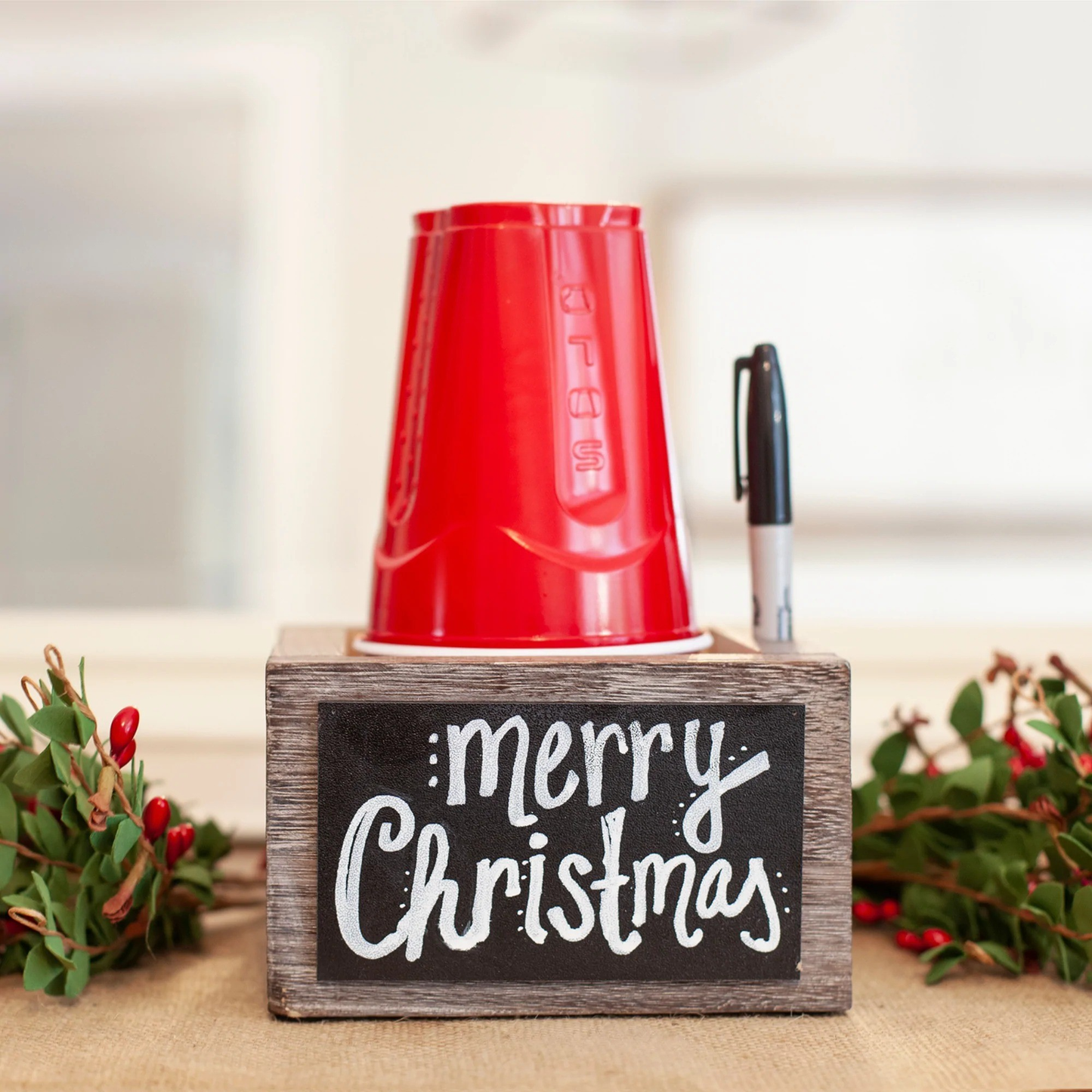 Squared Up Rustic Touch Cup & Marker Holder