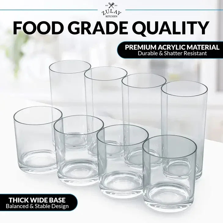 Zulay Plastic Tumblers set of 8