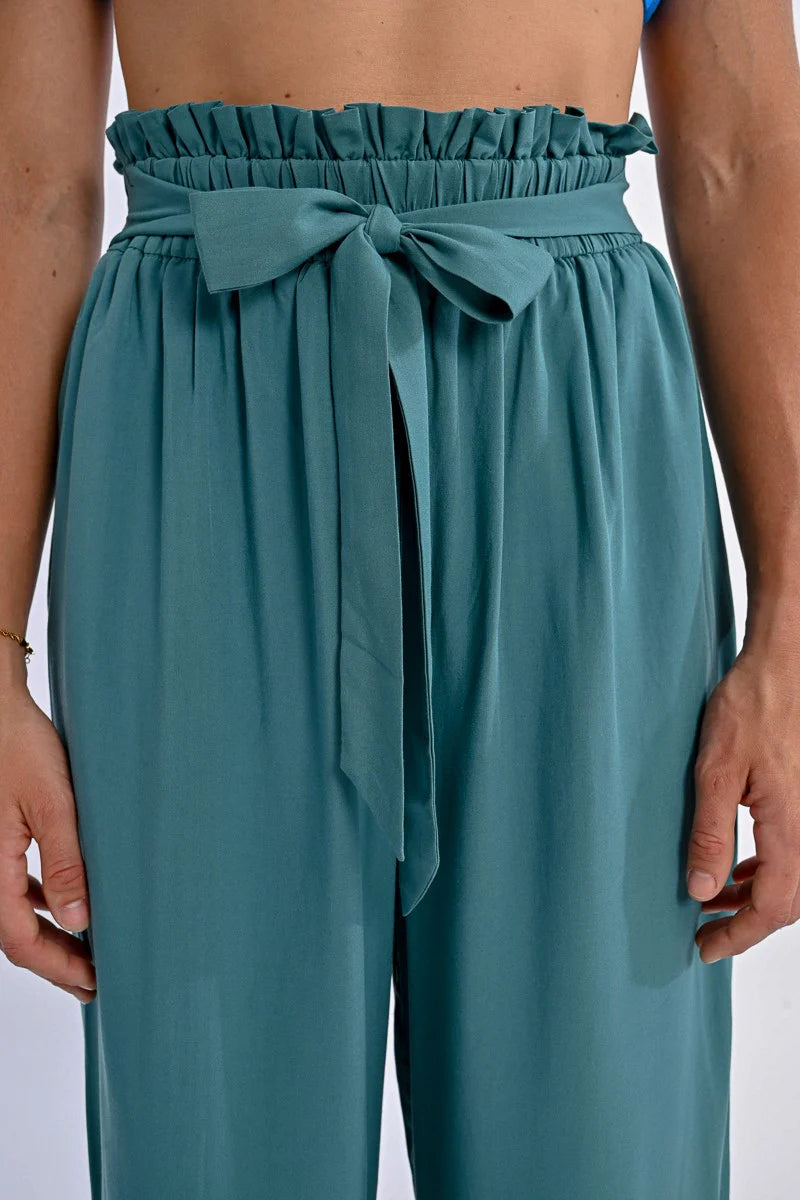 Wide Pants with Paper Bag Waist