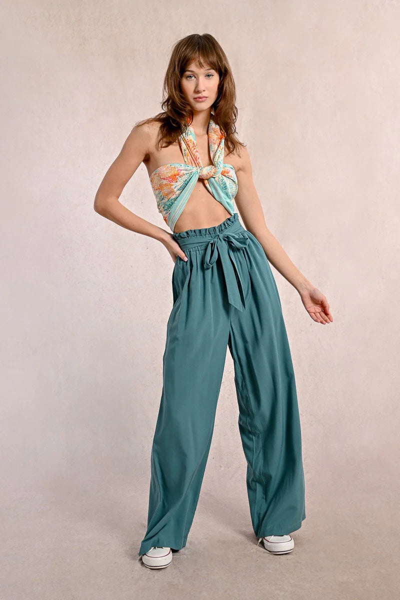 Wide Pants with Paper Bag Waist