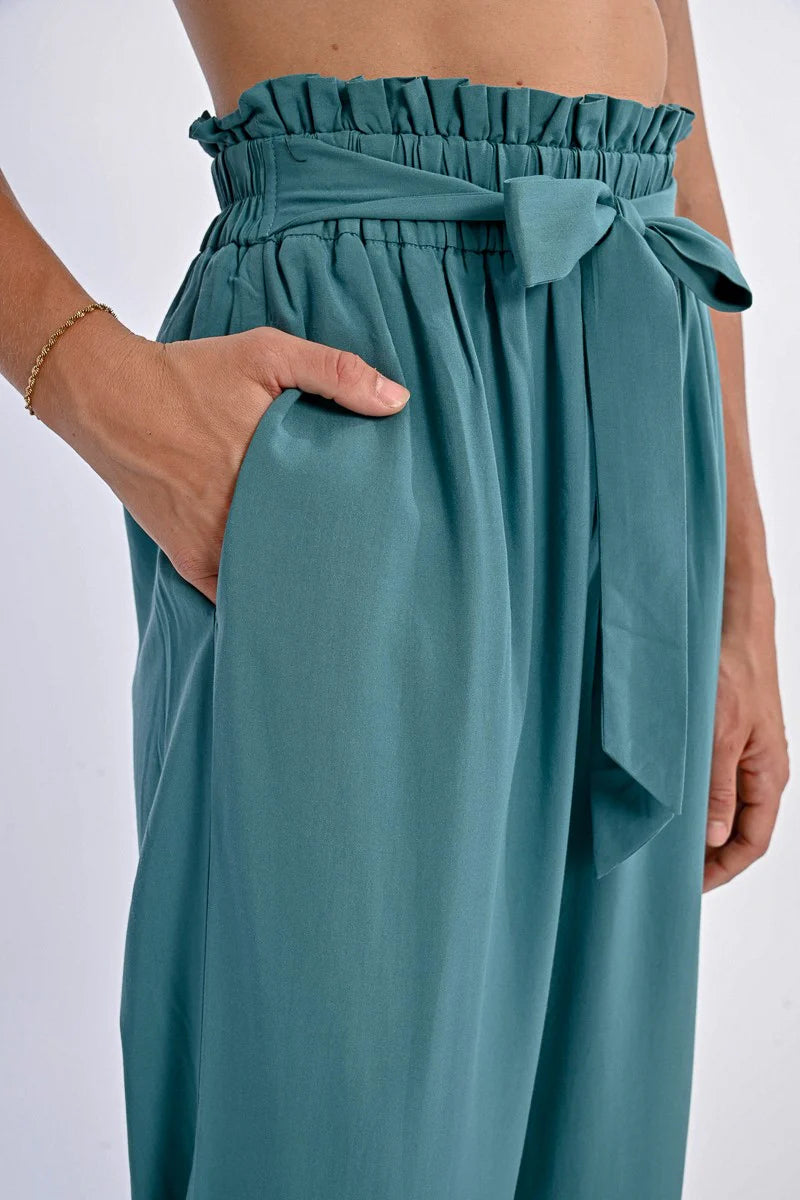 Wide Pants with Paper Bag Waist