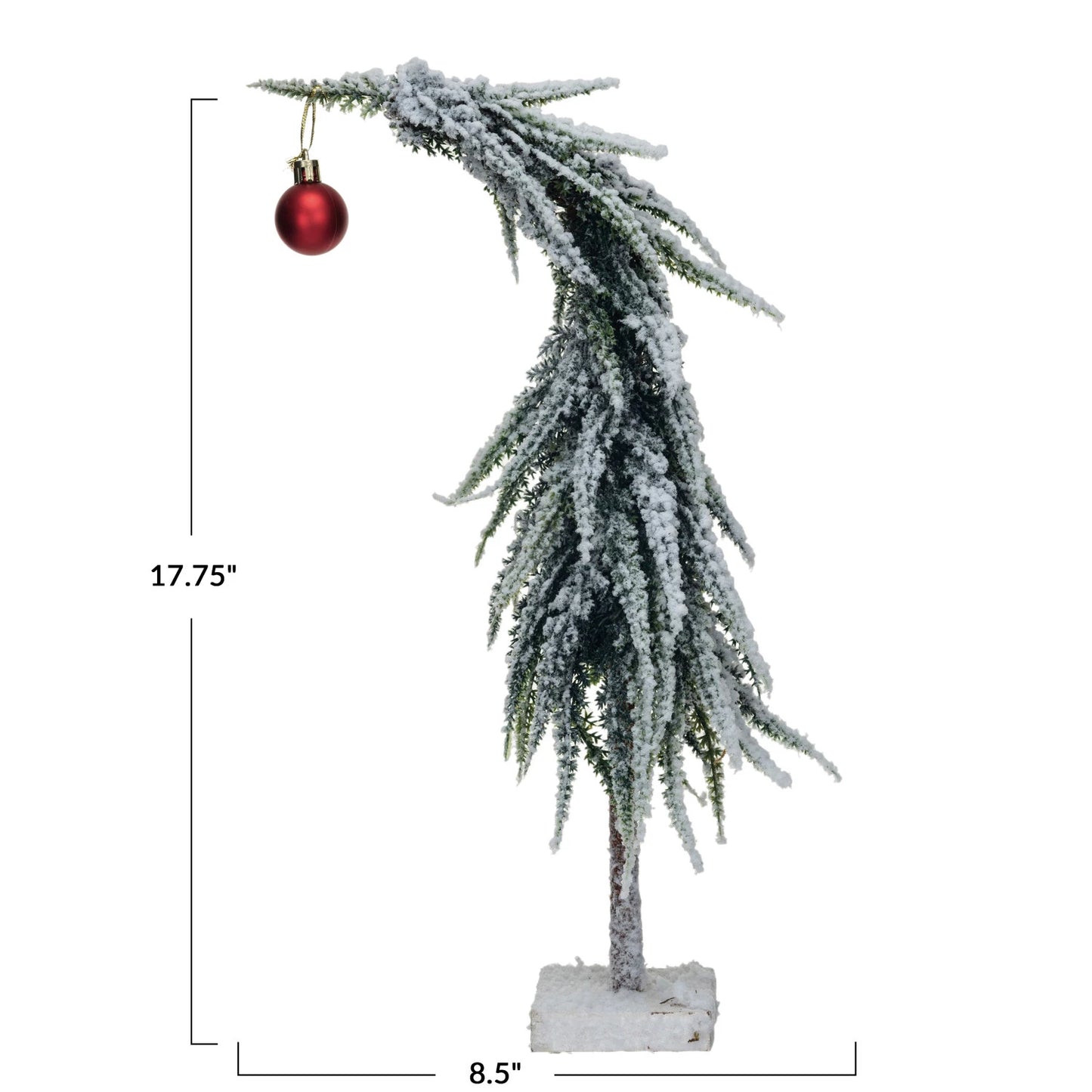 Faux Evergreen Tree w Red Ball Ornament