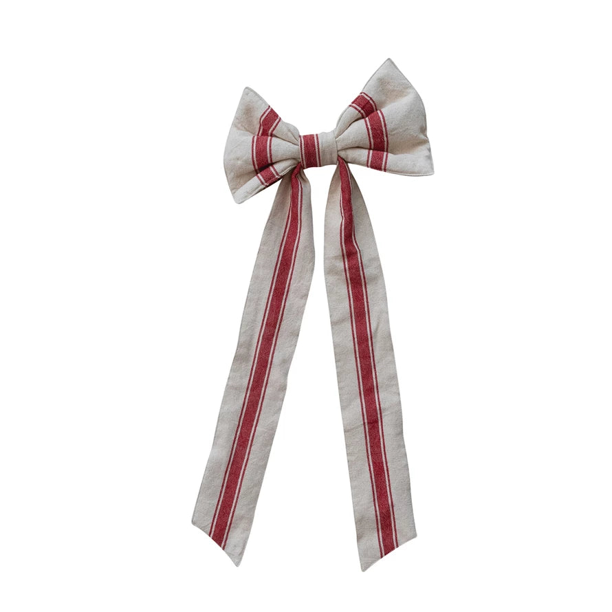 Woven Cotton Bow with Stripes & Metal Clip