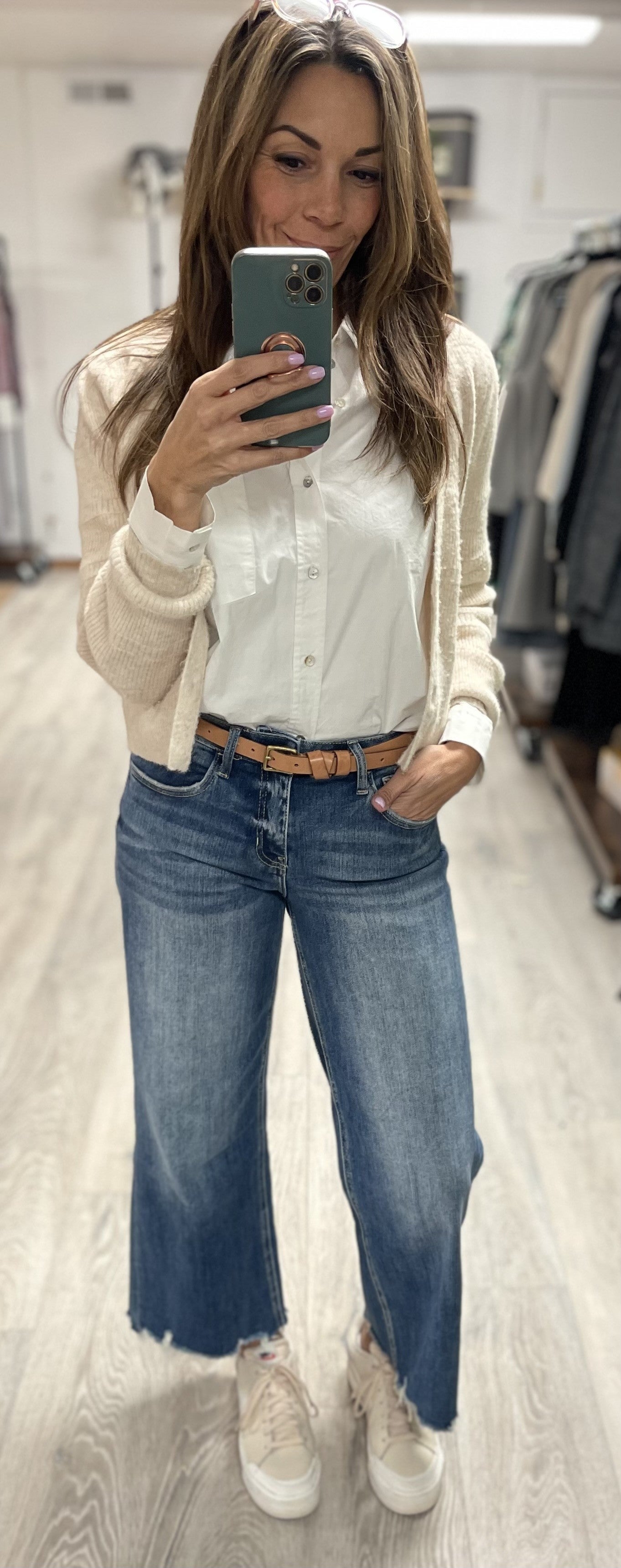 LOVERVET by FLYING MONKEY MID RISE CROP WIDE LEG JEANS