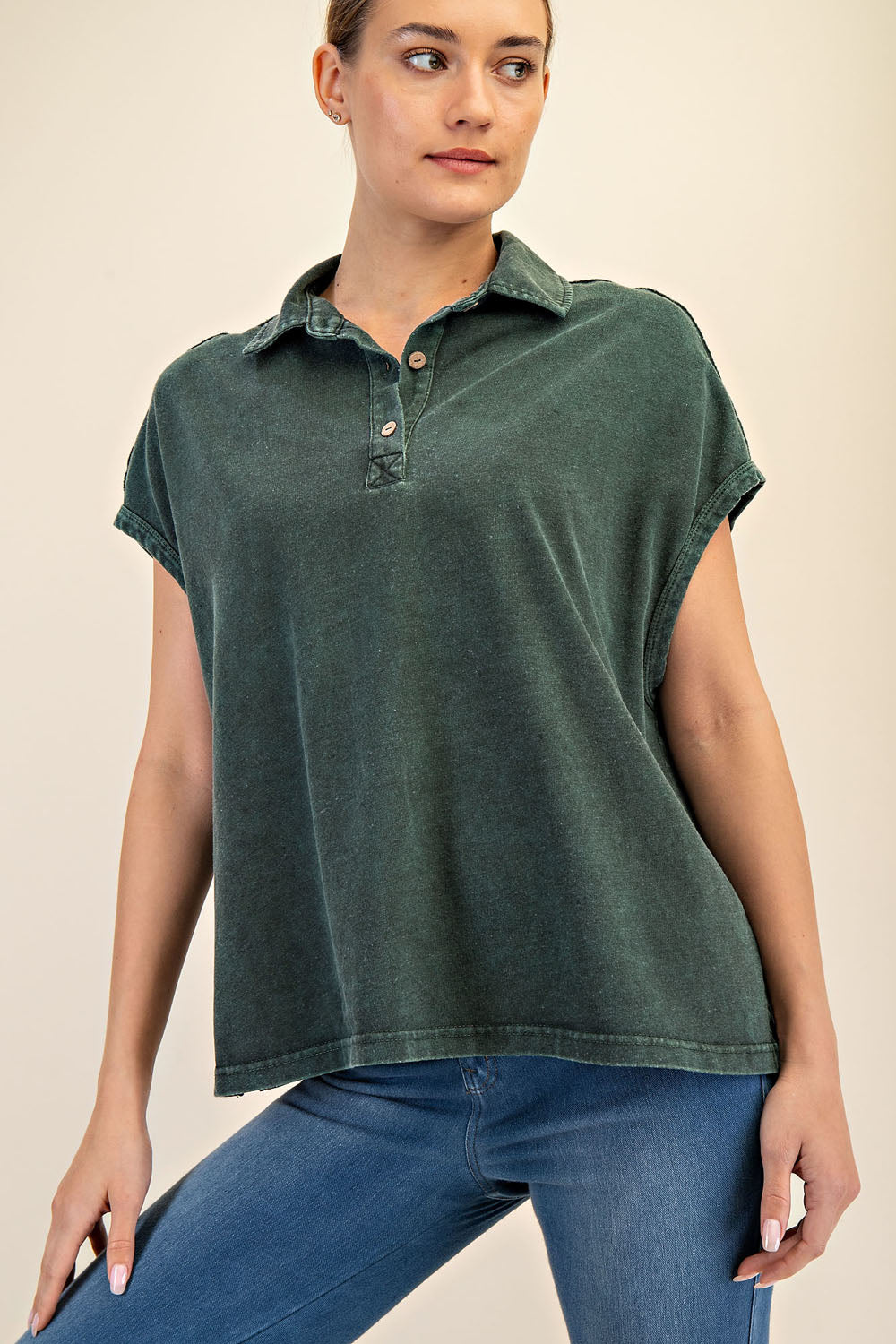 Time To Be Me Mineral Washed Oversized Top