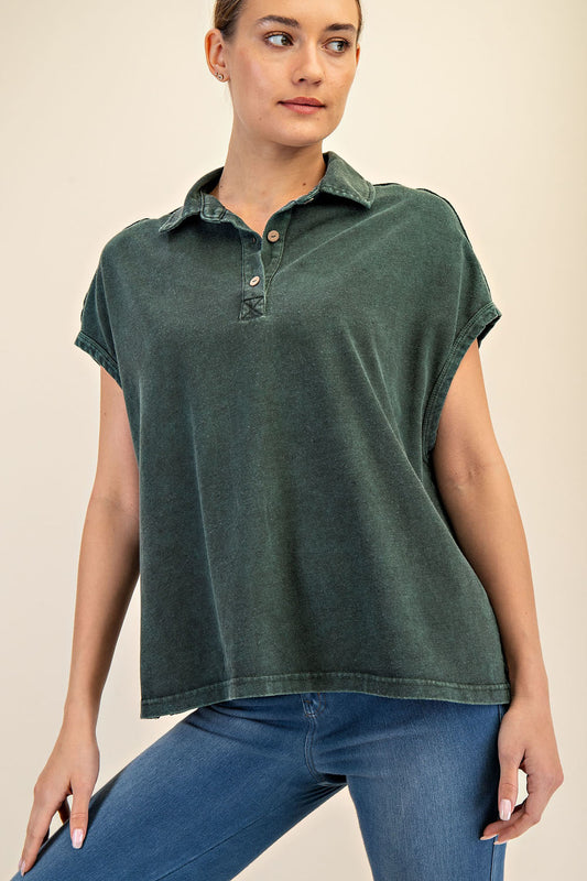Time To Be Me Mineral Washed Oversized Top