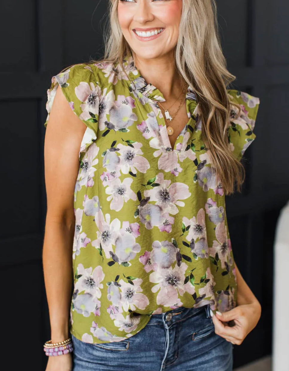Ruffle Floral Print Top
