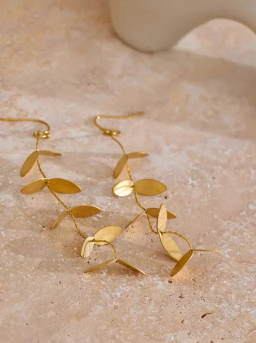 Leaf Minimalist Long Drop Earring