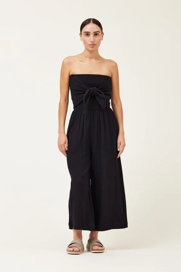 Tie Front Gauze Jumpsuit