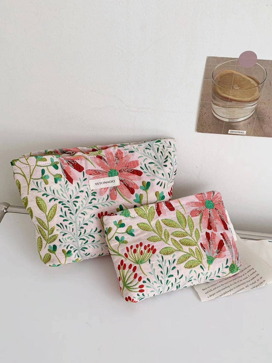 Colorful Flower Print Makeup Bag