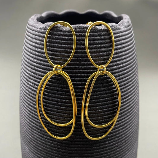18K Gold Simple Coil Dangle Earrings