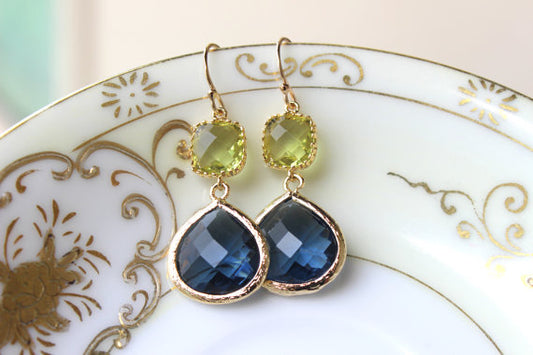 Double Drop Sapphire Navy Earrings