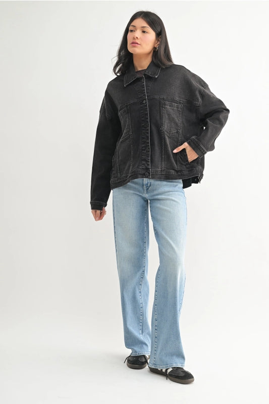 Oversized Utility Pocket Denim Jacket