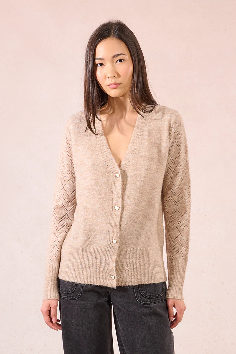 Heart Button Knitted Cardigan