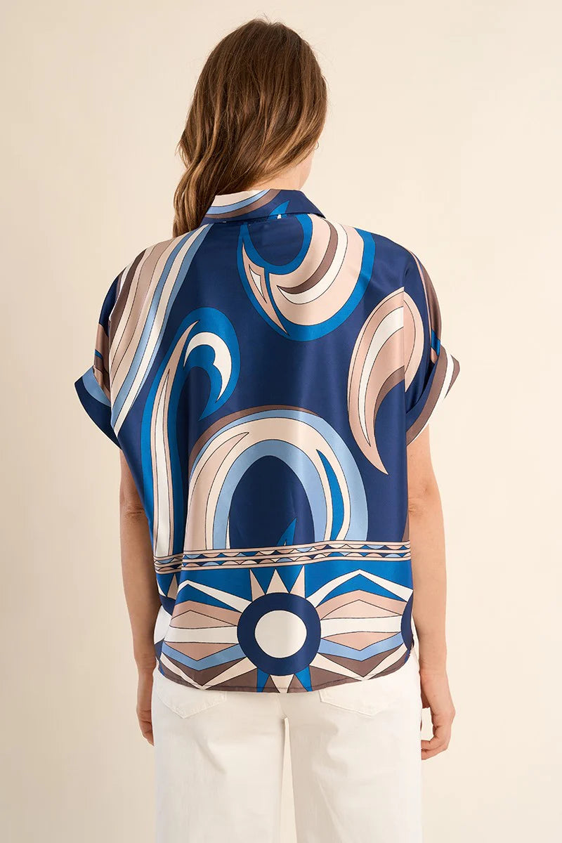 Satin Navy Athena Shirt
