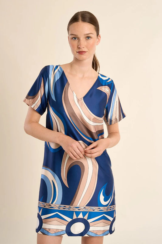 Satin Navy Athena Dress
