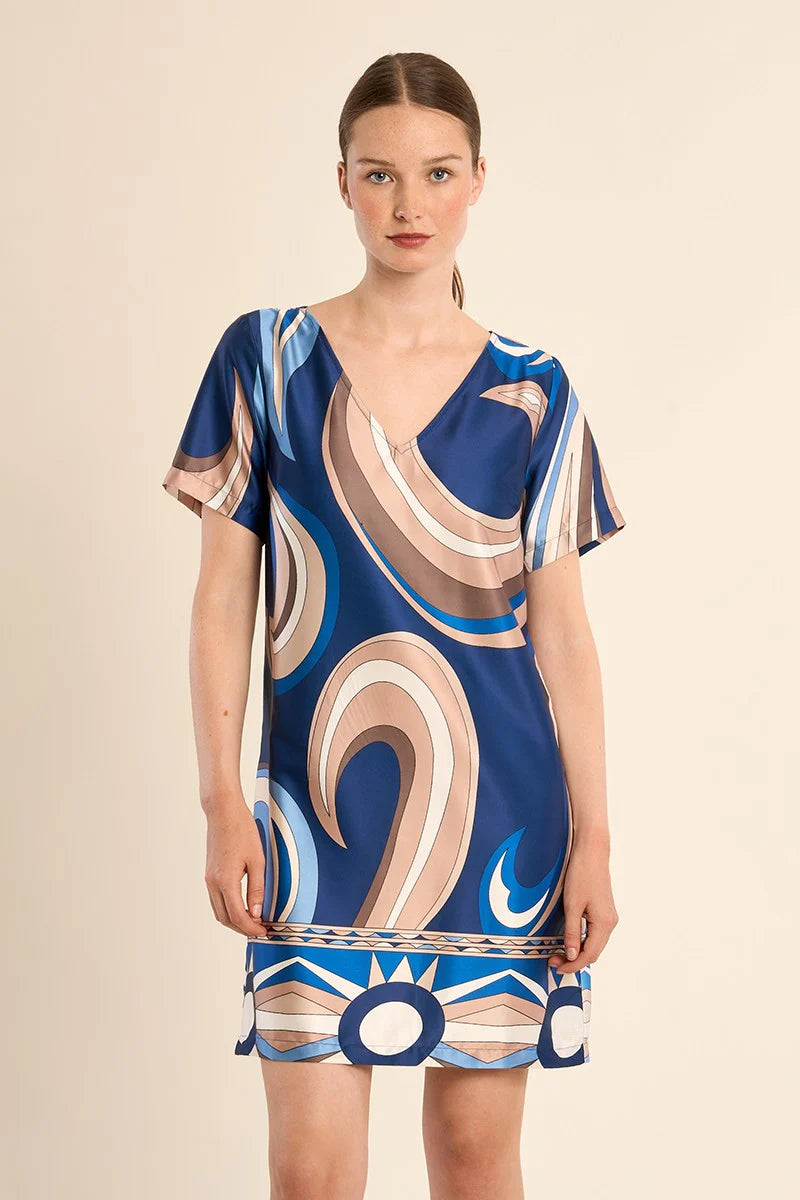 Satin Navy Athena Dress
