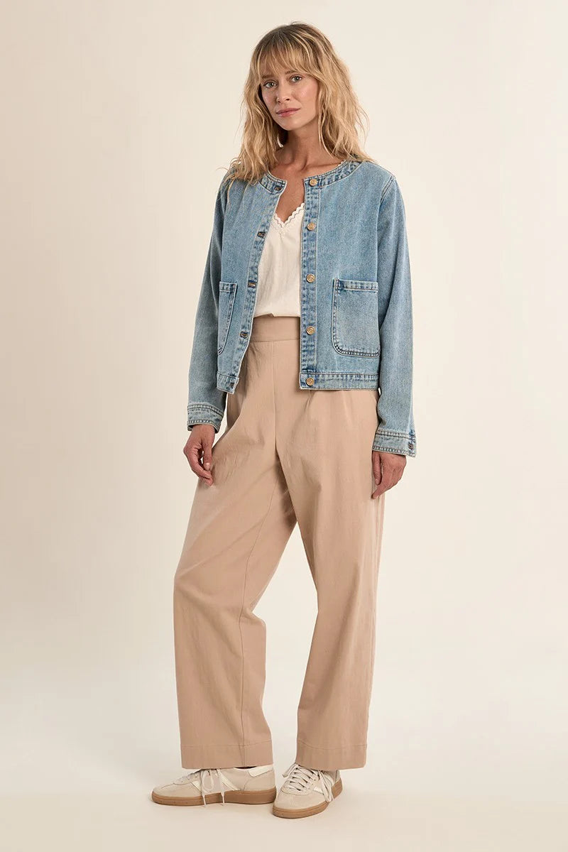 Denim Round Neck Jacket
