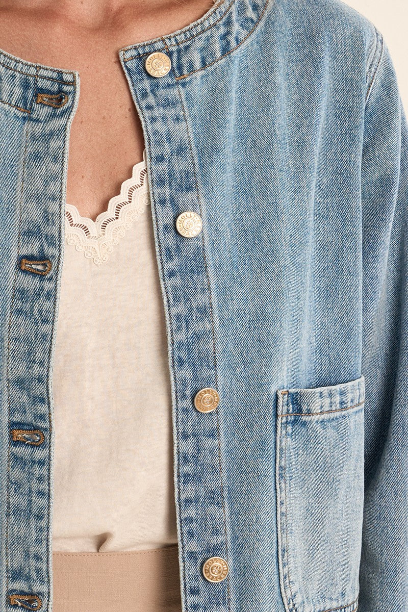 Denim Round Neck Jacket