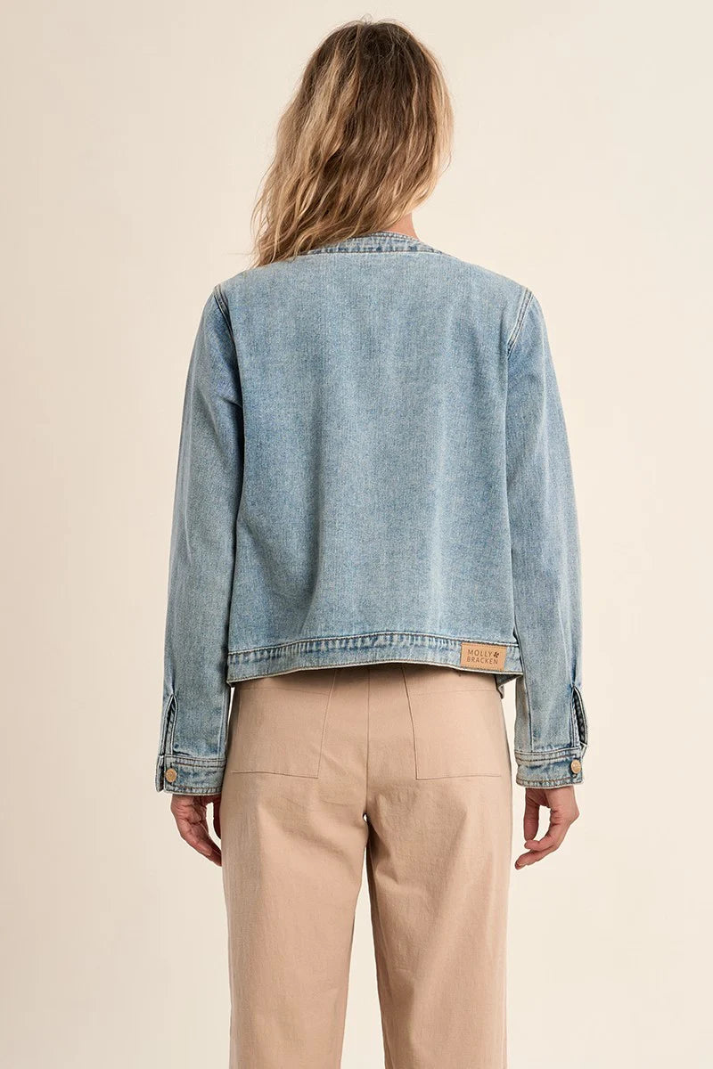 Denim Round Neck Jacket