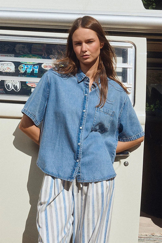 Pocket Short Sleeve Denim Shirt