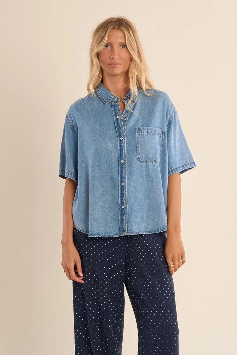 Pocket Short Sleeve Denim Shirt