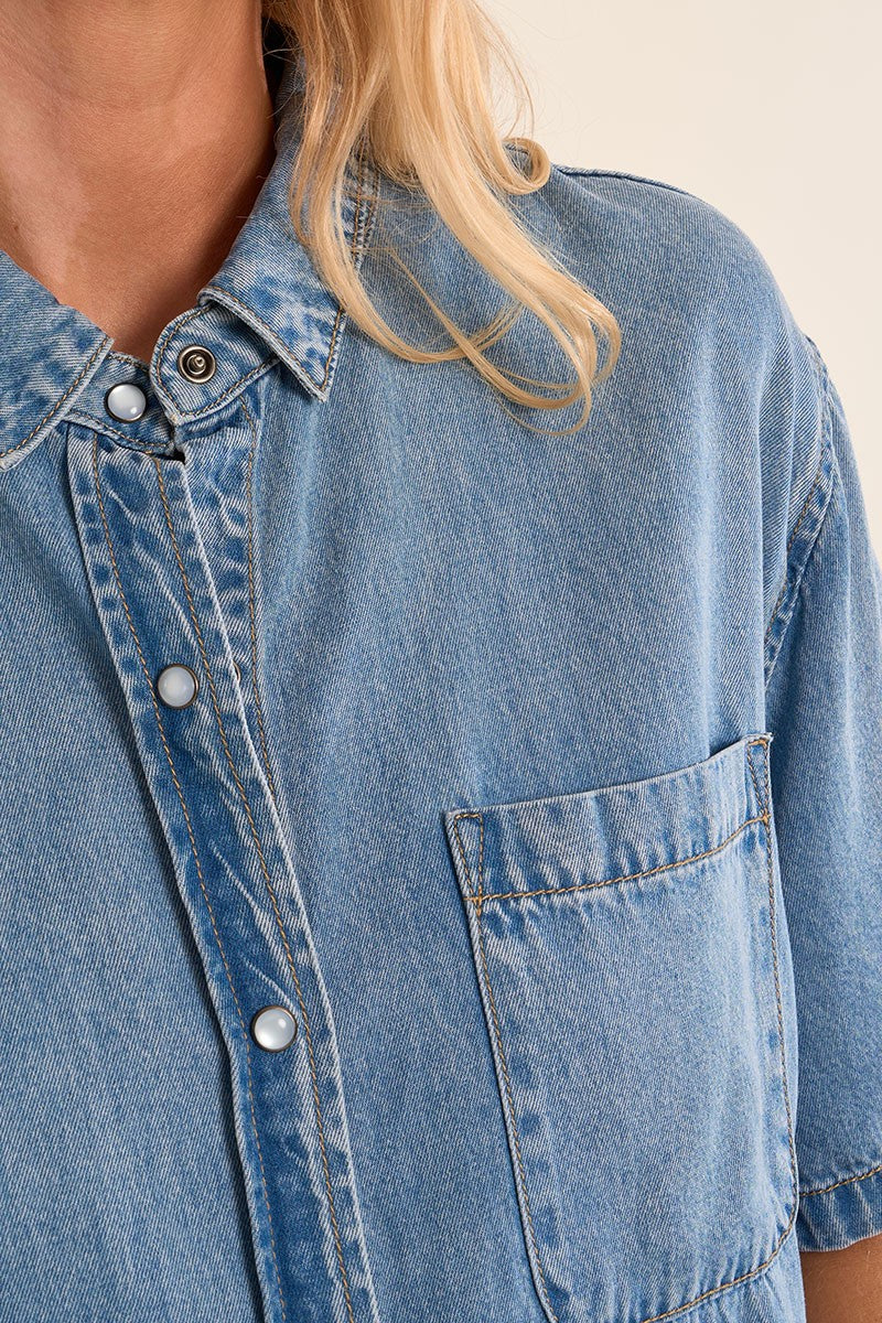 Pocket Short Sleeve Denim Shirt