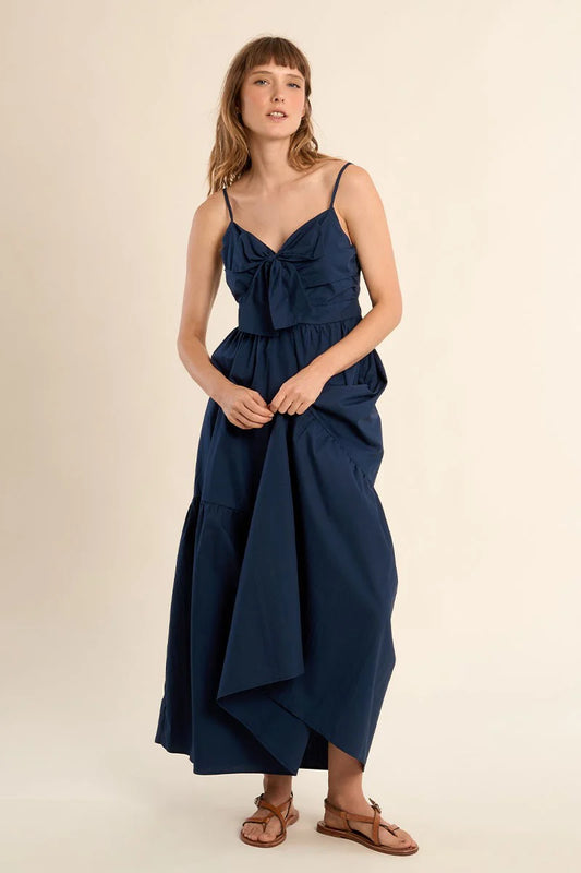 Long Cotton Front Tie Dress
