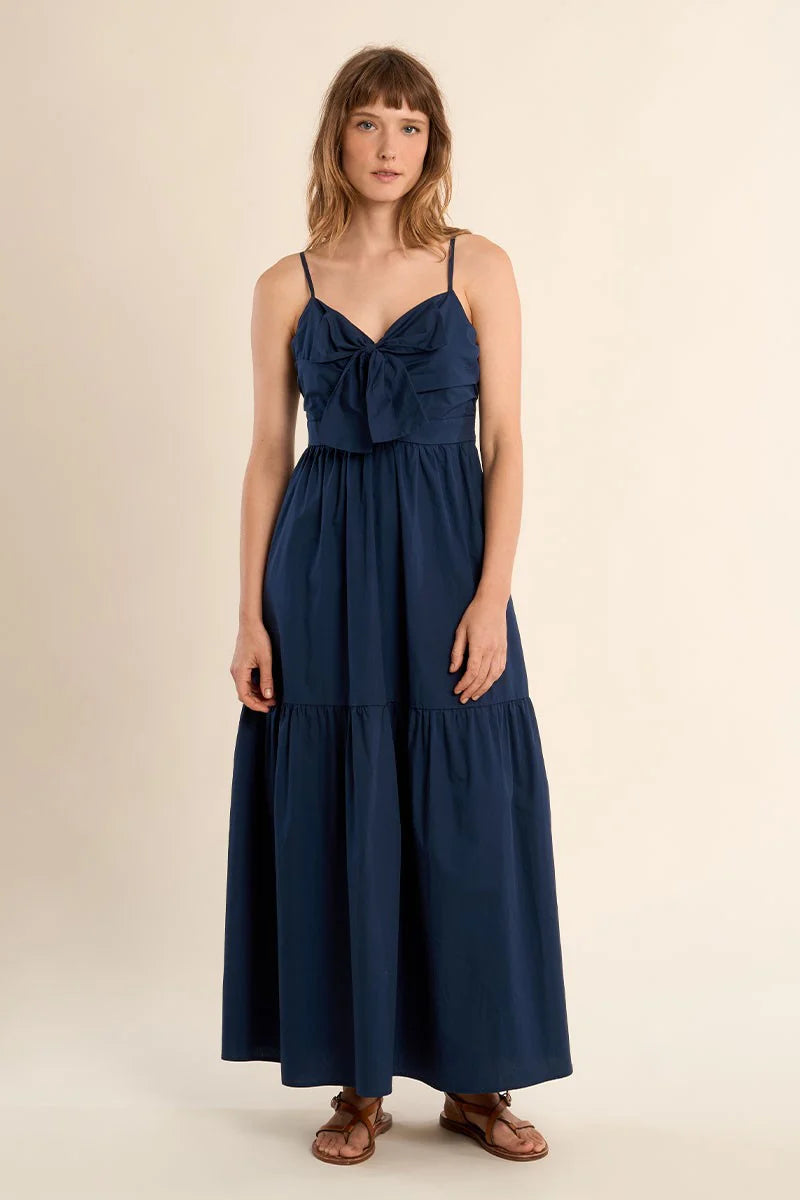 Long Cotton Front Tie Dress
