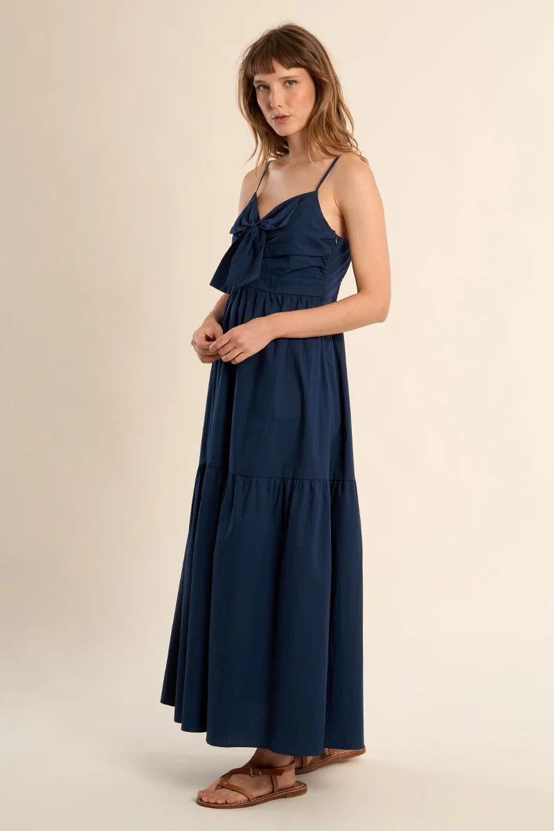 Long Cotton Front Tie Dress