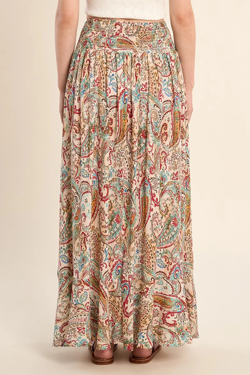 Long Cashmere Print Skirt