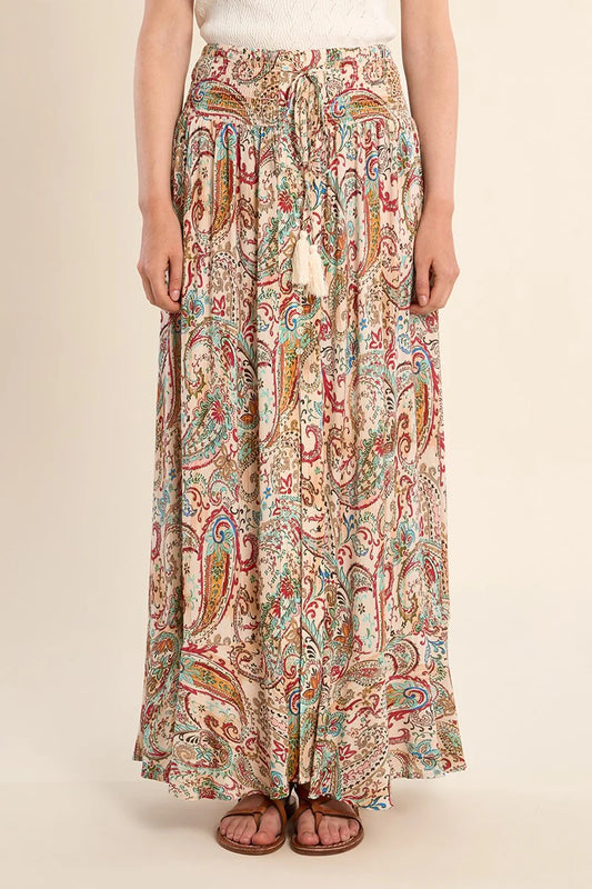 Long Cashmere Print Skirt