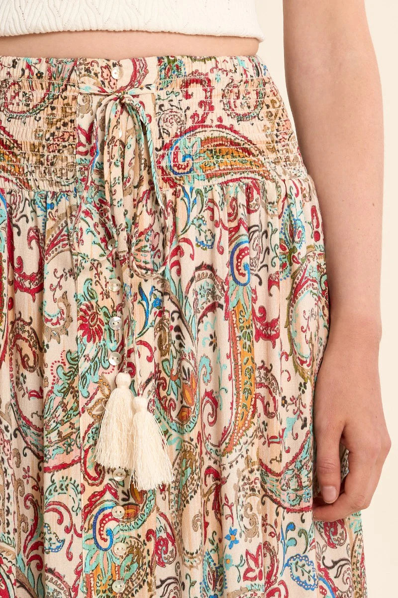 Long Cashmere Print Skirt