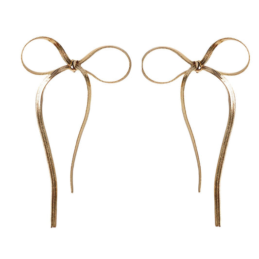 Maxi Gold Duster Bow Statement Earrings