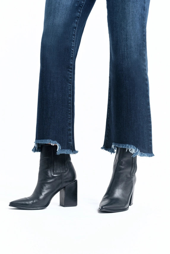 1822 High Rise Demi Boot Jean w/ Frayed Hem